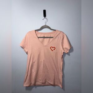 Pact Women's 100% Organic Cotton V-Neck Tee heart logo in pink size M NWOT